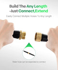 Hands connecting Stainless Steel Garden Hose 3 Ft Connector, Metal Hose Extension for Reels with leak-proof fittings.