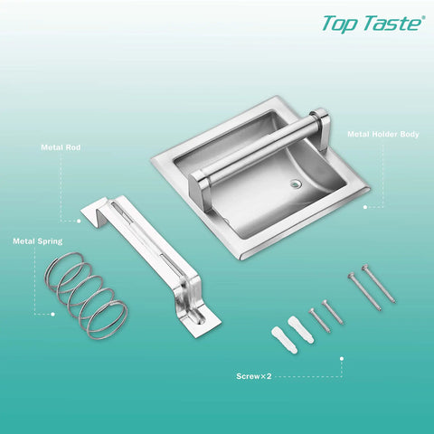 Recessed Toilet Paper Holder In Brushed Nickel Wall Mount Made Of Stainless Steel With Rear Mounting Bracket Included