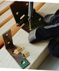 Copper Table Dowel Set For Dining Tables With Pin Hardware Connector Kit For Table Leaves And Dowel Rails, Super Easy Assembly And No Fuss Disassembly, Metal Leaf Latch Plate Holder, Durable Copper Pins installed on wood table leaf