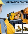 Worker using 2 In 1 Crane Remote With 656 Ft Wireless Range For Industrial Crane Control on a truck crane