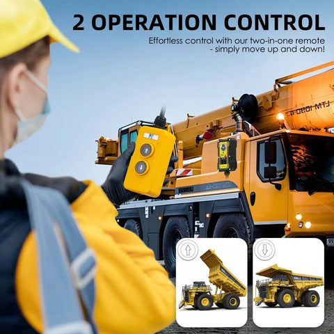 Worker using 2 In 1 Crane Remote With 656 Ft Wireless Range For Industrial Crane Control on a truck crane