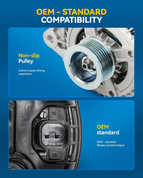 New 12V 160Amp CW S6 Alternator Replacement 11240N for SUVs, features non-slip pulley and OEM standard compatibility view
