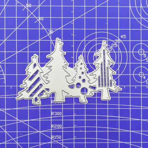 Christmas Tree Die Set For Card Making And Scrapbooking on blue cutting mat