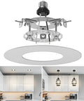 Give Your Outdated Can Light A Total Glow Up With This Hassle Free Recessed Conversion Kit Made For 5 Or 6 Inch Fixtures showing white steel medallion and mounting detail.
