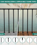 Heavy Duty Metal Deck Railings Kit With Balusters For Porch And Balcony Easy Install Outdoor Wrought Iron Flat Rail System Rust Resistant Powder Coated Finish 34 Inch High By 4 Foot Wide Black for concrete and wood installation