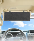 Custom Cut Sun Visor Extender Shield For Tesla Cybertruck 2024 To 2026 in black suede blocking sunlight from dashboard.
