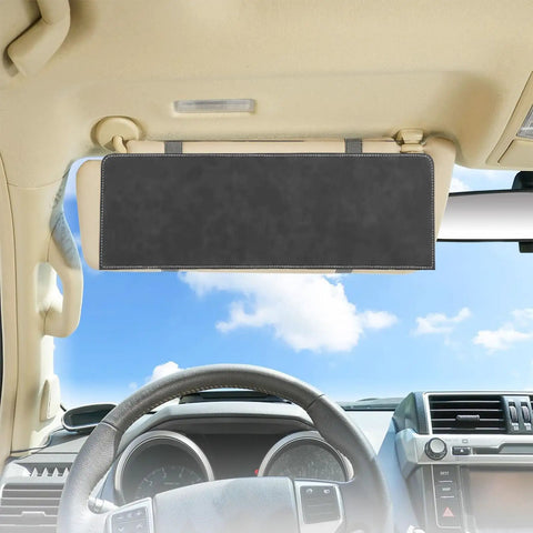 Custom Cut Sun Visor Extender Shield For Tesla Cybertruck 2024 To 2026 in black suede blocking sunlight from dashboard.