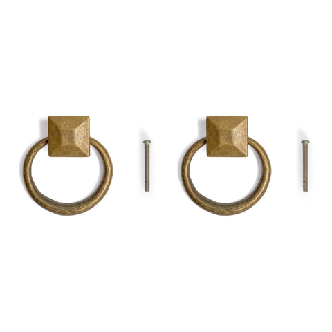 Top Notch Vintage Peg And Ring Cabinet Handles, Solid Brass Drawer Pulls, 2 Pack Kitchen And Bathroom Hardware With Mounting Screws.