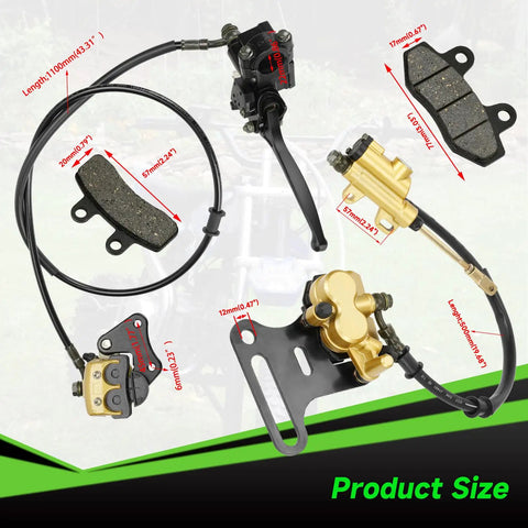 Pit Bike Front Brake And 12mm Rear Hydraulic Disc Caliper Assembly for SSR 125cc 110cc Tao Tao Coolster Roketa dirt bikes easy install