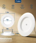 5 To 6 Inch LED Recessed Can Lights With PIR Motion Sensor, 5CCT, Auto On Within Ten Feet And Auto Off After Thirty Or One Hundred Twenty Seconds, No Sweat Install, 1 Pack; white round fixture dimensions