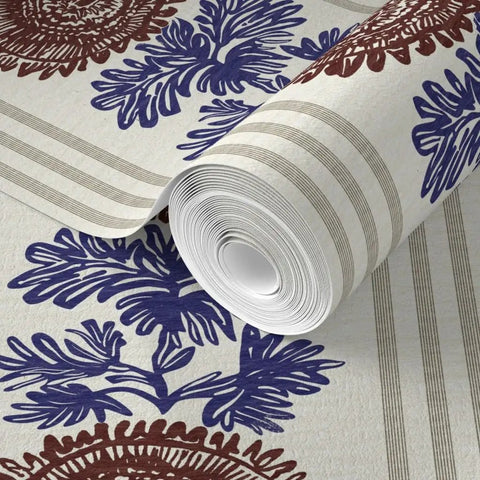 Rustic Stripes Wallpaper With Matte Linen Texture And Pvc Free Finish Heavy Duty Commercial Grade Wallcovering showing rolled design.