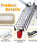 Electric Attic Ladder Pull Down Folding Loft Stairs Built Like A Tank With Top Shelf Alloy Build And Hassle Free Operation Safety Handrails For Effortless Ceiling Access 80X120CM with anti-slip rubber pads and folding design.