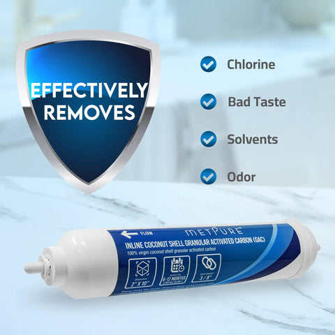 2 Inch X 10 Gac Inline Water Filter 3 8 Od Quick Connect Chlorine Taste Odor Removal For Fridge Icemaker Coffee Maker Rv Post Ro System improves water quality with coconut shell carbon and effectively removes chlorine and odor.
