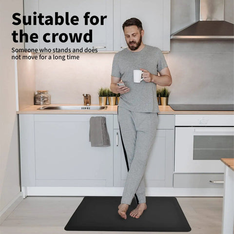Anti Fatigue Floor Mat Half Inch Cushioned For Kitchen And Standing Desk Non Slip Cushion With ComfortGrip Ideal For Home Office Or Garage Floor 17.3 By 28 Inches Black in kitchen setting