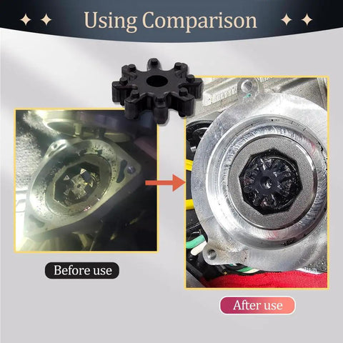 Heavy Duty Top Shelf Flexible Steering Coupler Pair Replacement 563152K000FFF before and after comparison in power steering system.