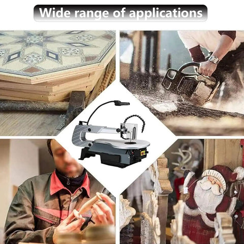 Heavy Hitter 16 Inch Jigsaw With Variable Speed And Led Light cutting through wood for intricate woodworking projects.