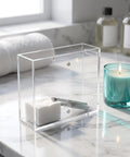 Dual Sided Clear Acrylic Label Roll Dispenser Featuring A Smooth Pull Through Tray Straight Up The Sleek Desktop Organizer For Shipping Tags Clear Tape And Mailing Stock Legit Fast Pack Station Essential with cotton pads and brushes inside.