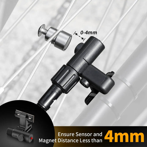 Close-up of Speed Sensor Replacement For Mid Drive and Hub Motors Compatible With BBS01 BBS02 BBSHD on bike wheel, 4mm gap