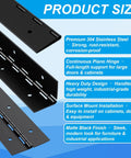 Four Pack 30 Inch Heavy Duty Piano Hinge Tough As Nails Continuous Hinges In Matte Black 304 Stainless Steel visible on blue background.