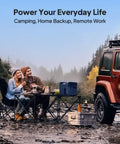 Campers using Elite 200 V2 Portable Power Station With Solar Charging Cable, 2073.6Wh LFP Battery Backup by a stream