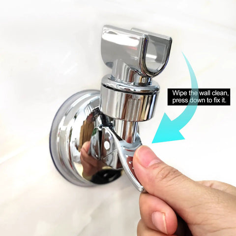 Adjustable Shower Head Holder With Sticky Pad And Removable Suction Cup No Drill Bracket For Bathroom Chrome Polished ABS