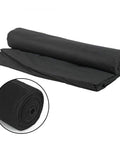 Landscape Ground Cover Weed Barrier Fabric For Weed Control In Walkways And Patios And Gardens 3.25 By 16 Feet 50 Sq Ft Black No Chemical Weed Control Durable Plant Cover Weatherproof And Long Lasting, shown rolled up in black material.