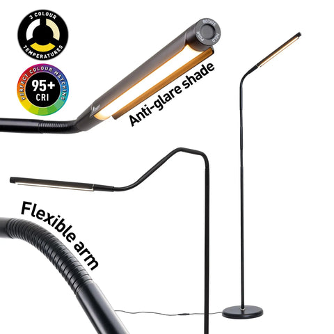 Electra Floor Lamp With Adjustable Color Temperature From Bright White To Cool To Warm Modern Black Standing Light details