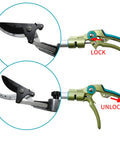 Extendable Pruner With Rotating Blade Head For The Yard, Lightweight Aluminum Pole Reaches 3.67 To 5.45 Feet Showing Lock Mechanism