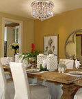 Dining room with Seven Light Crystal Chandelier Pendant Ceiling Light With Sparkling K9 Crystals Modern Flush Mount Glam Fixture