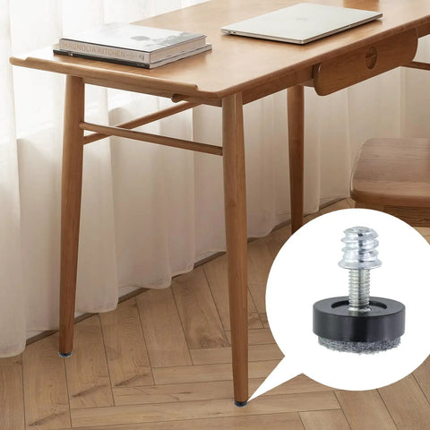 24 Pack Adjustable Furniture Leveling Feet With Felt Pads Black M6x20mm, Heavy Duty Floor Protectors under table leg
