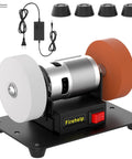 Variable Speed Electric Belt Sander And Dual Wheel Bench Grinder Desktop Polishing Tool with dual wheels and heavy duty base.