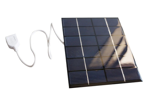 Mini USB Solar Panel Module 2W 6V With Blocking Diode, USB cable attached, epoxy coated, for power banks and MP3 players.