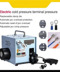 ZQFEE 60W Electric Tube Expander Terminal Crimper Tool With Replaceable Cold Pressing Molds for professional wire work, showing device features.
