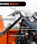 Motorcycle secured with 2 Pack 1.5 Inch By 8 Ft Beefy 3000 Lb Motorcycle Tie Down Straps Heavy Duty Cam Buckle With S Hooks Soft Loops