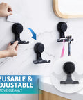 2 Pack Suction Cup Shower Razor And Bathroom Accessory Holder for Towel Loofah and Shaver Easy No Drill Mount on bathroom wall