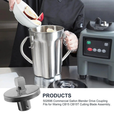 Image of Blender Drive Coupling Replacement For CB15 And CB15T Blenders 502696 Drive Gear in use beside blending appliance.