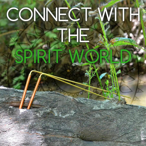 Top Rated Copper And Brass Dowsing Rods With Free Gliding Handles That Hit Different for spirit questing on a log.