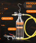 Pro Grade AC Flush Kit For Auto Air Conditioning System Cleaning With Stainless Steel Canister, spray gun, nylon hose measurements