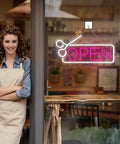 Pink Hair Salon Neon Light Open Sign LED Barbershop Sign USB Powered Colorful Light Up For Beauty Room Salon Store Cafe Club Hotel