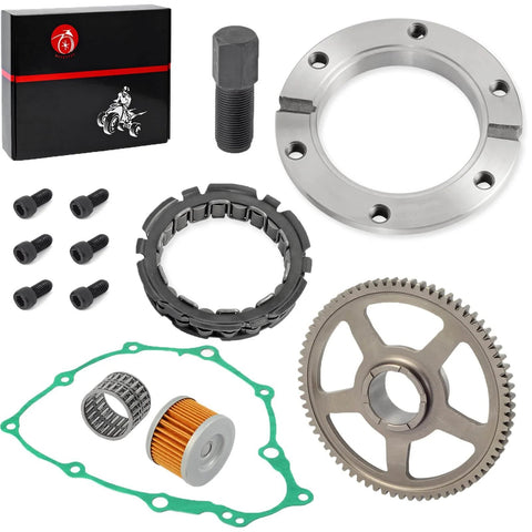 Beefed Up All In One Starter Clutch Kit With One Way Bearing Gear Idler Outer Clutch Gasket 72T Driven Gear Flywheel Puller Tool 20mm And Oil Filter For Honda Sportrax 400 TRX400EX TRX400X 1999 To 2014