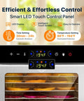 Heavy Duty Commercial Dehydrator With Eighteen Trays And Jerky Hooks control panel with LED display and touch screen.