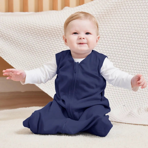 Baby in Snug Baby Sleep Sack Set 6 to 12 Months Three Pack Hundred Percent Cotton Wearable Blanket Lightweight Half Tog With Durable Double Zipper