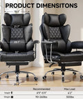 Big And Tall Leather Office Chair with Footrest High Back Ergonomic Gaming Chair dimensions display in room