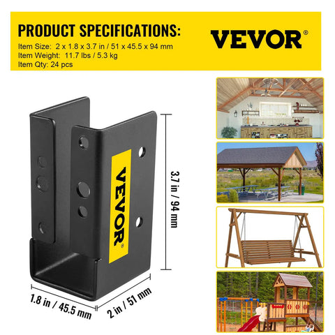 Concealed Joist Hanger For 2x4 Lumber Outdoor Use Pack Of 24 Heavy Duty Concealed Flange Brackets Powder Coated Q235 Steel Inner Face Mount For Beams And Swing Sets Built To Handle Beefy Decks Pergolas And Outdoor Structures