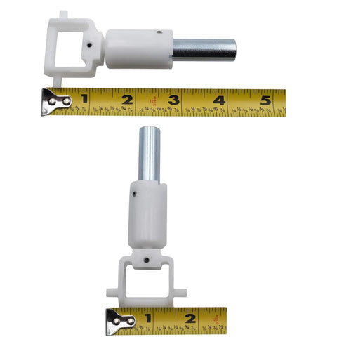 WR62X23154 Refrigerator Solenoid Cube Service Kit with metal rod and plastic housing, shown with measuring tape for size