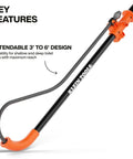 Extendable 3 To 6 Foot Steel Toilet Auger With Hybrid Manual Operation And Drill Compatibility For Real Drain Cleaning, orange handle close-up