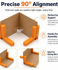 Magnetic Right Angle Clamps For Miniatures And Dioramas, Pro Grade Tool For 90 Degree Corners In Model Railroading And Architectural Modeling, Built For Hobbyists Who Demand Realistic, Flawless Corners, orange clamp holding miniature wall at 90 degrees