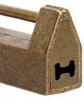 Close-up of an antique bronze lock latch from the Antique Bronze Cabinet Hinges With Lock Latch Hasp 2 Pack For Wooden Boxes And Cupboards
