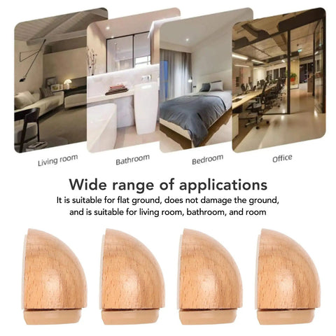 Four Pack Silent Shock Absorbent Wood Door Stoppers No Drill Needed Protect Floors In Bedroom Bathroom Living Room