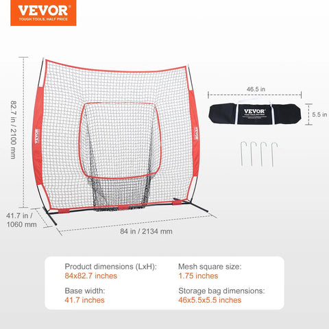 7x7 Ft Baseball And Softball Practice Net Portable Training Net for Hitting Batting Catching and Pitching Backstop with Carry Bag